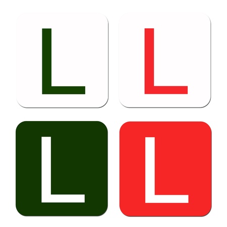 Learner plates isolated against a white backgroundの写真素材