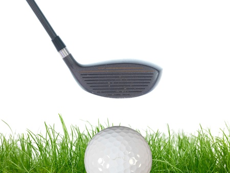 Golfing equipment on artficial grass outdoorsの写真素材