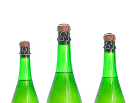 Bottled champagne isolated against a white backgroundの写真素材