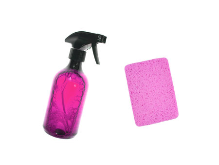 Environmentally safe cleaning products isolated against a white background