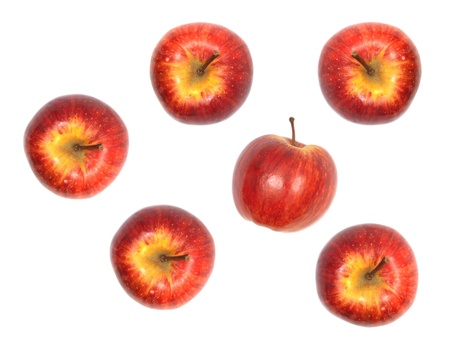 Red apples isolated against a white backgroundの写真素材