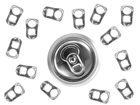 Tin lids isolated against a white background