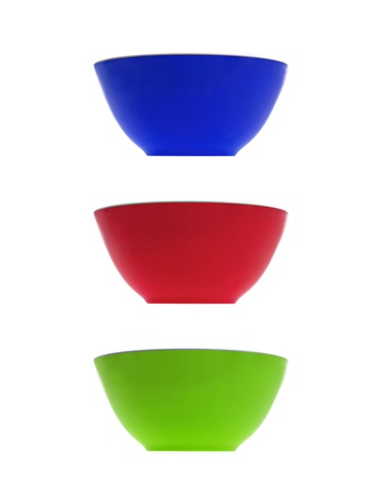 Breakfast bowls isolated against a white backgroundの写真素材