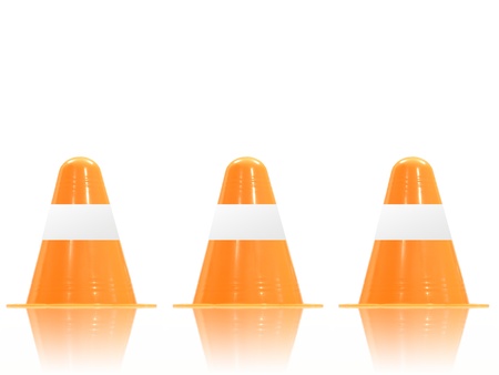 Traffic cones isolated against a white backgroundの写真素材