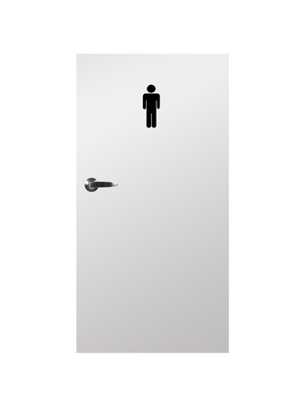 A conceptual wooden door with sign isolated on whiteの写真素材