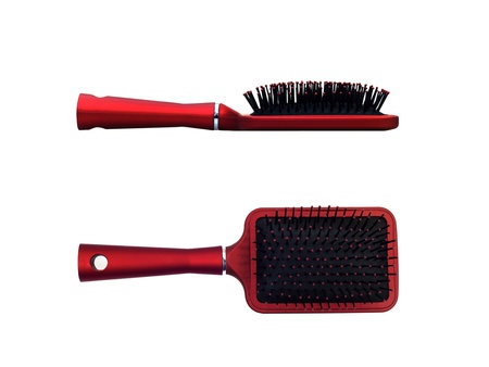 Hair brushes isolated against a white backgroundの写真素材