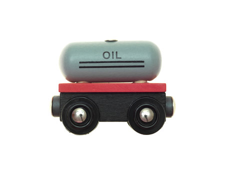 A toy train isolated against a white background