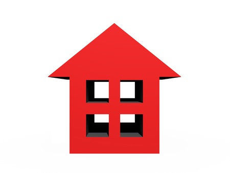 3D houses isolated against a white backgroundの写真素材