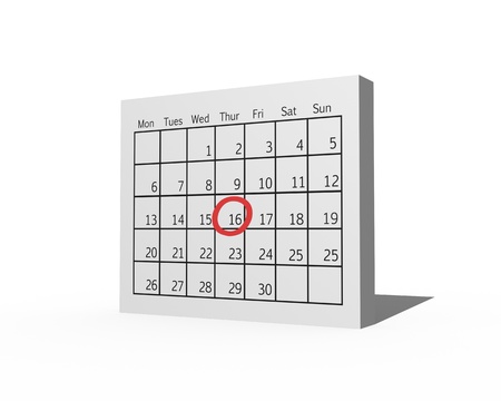 A 3d calendar isolated against a white backgroundの写真素材