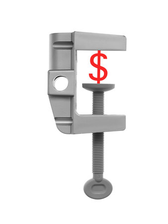 A black clamp isolated against a white backgroundの写真素材