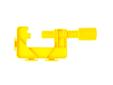 A black clamp isolated against a white background