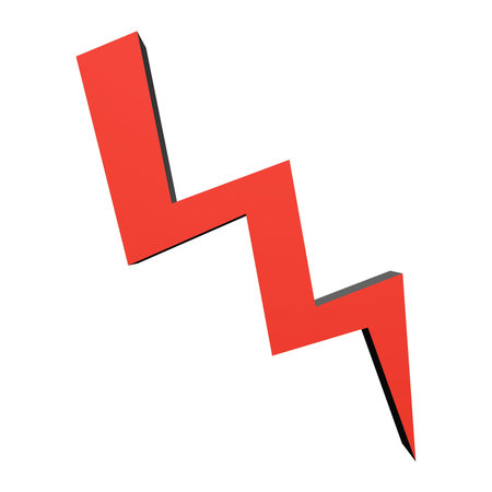 A 3d lightning strike isolated against a white background