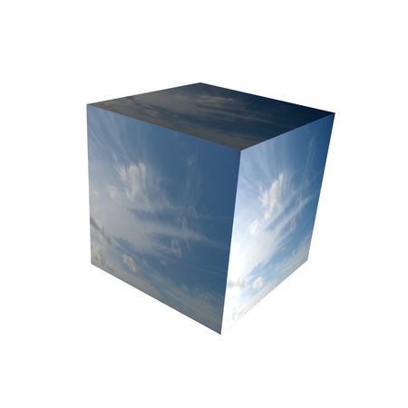 An abstract illustration of cubes on a white backgroundの写真素材