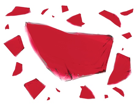 Broken glass isolated against a white backgroundの写真素材