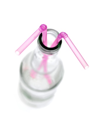 Drinking straws isloated against a white backgroundの写真素材
