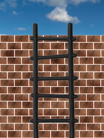 A conceptual image of a climbing ladderの写真素材
