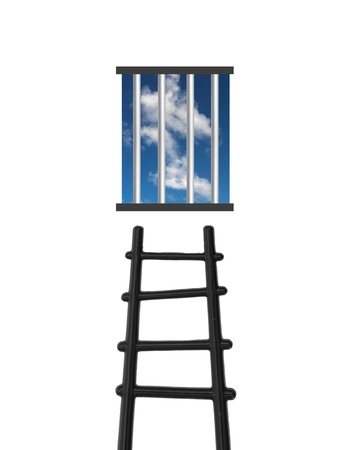 A conceptual image of a prison cell windowの写真素材