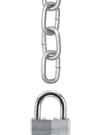 A metal chain isolated against a white background