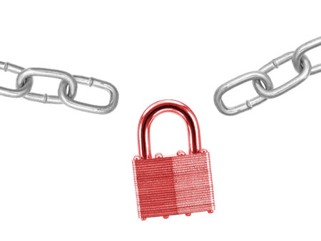 A metal chain isolated against a white background