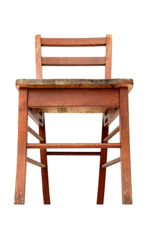 A wooden chair isolated against a white backgroundの写真素材