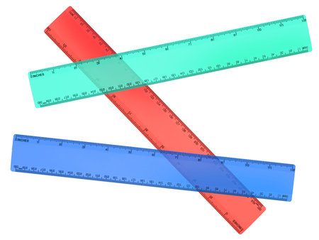 Rulers isolated against a plainwhite backgroundの写真素材