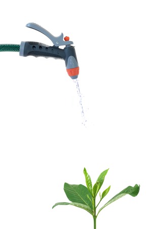 A close up image of a garden hoseの写真素材