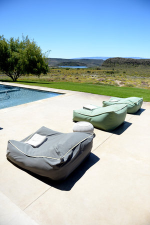 A safari lodge swimming pool in Africaの写真素材