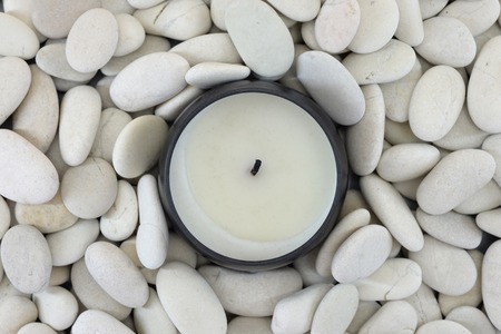 A close up shot of white river rocksの写真素材