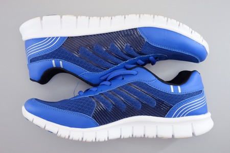 A close up shot of running shoesの写真素材