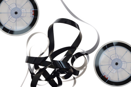 A close up shot of VHS Internal ribbon tapeの写真素材