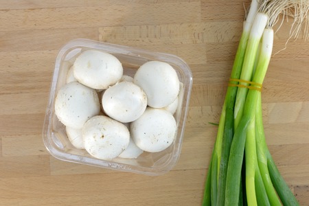 A close up shot of button mushroomsの写真素材