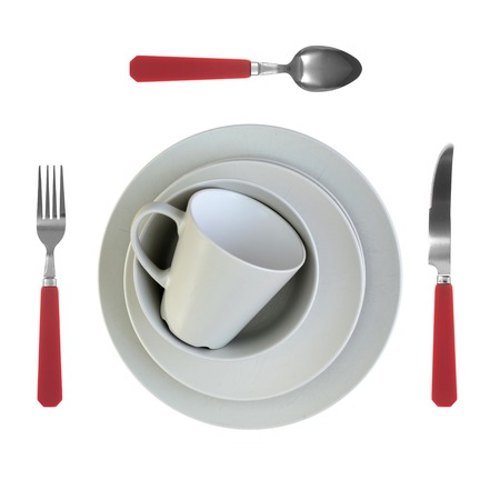 A close up shot of dinning tablewareの写真素材