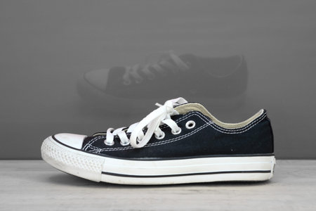 A close up shot of a pair of sneakers