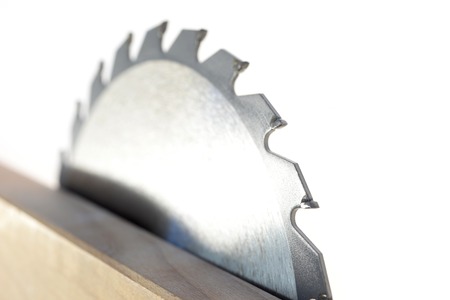 A close up shot of a circular saw bladeの写真素材