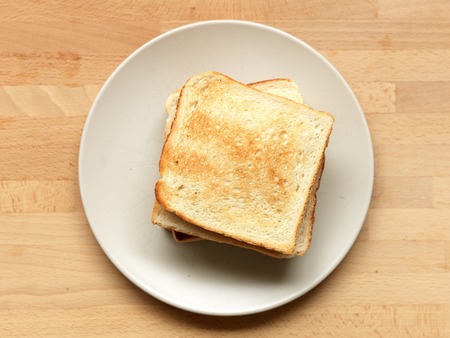 A close up shot of pieces of toastの写真素材