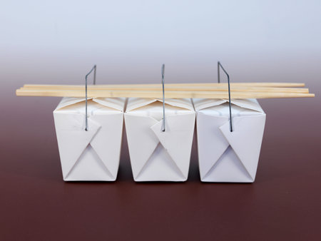 A close up shot of a takeaway boxの写真素材