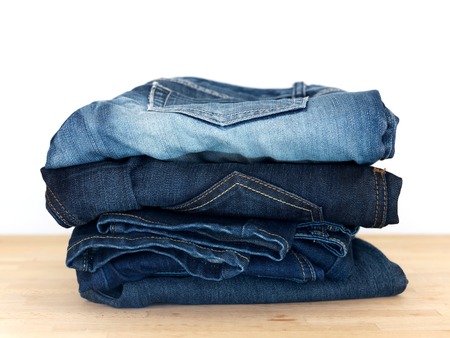 A close up shot of denim jeansの写真素材