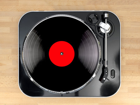 A close up shot of a record turntable