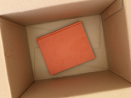 Storage boxes isolated on a wooden shelfの写真素材