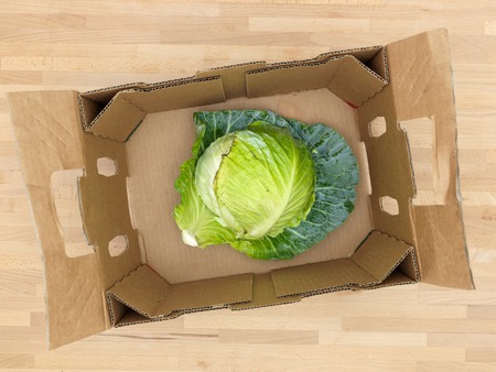 A close up shot of fruit and vegetables in a boxの写真素材