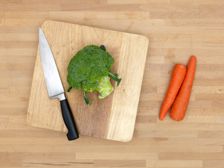 A close up shot of cutting board for food preparationの写真素材
