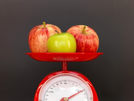 A close up shot of a set of food scalesの写真素材