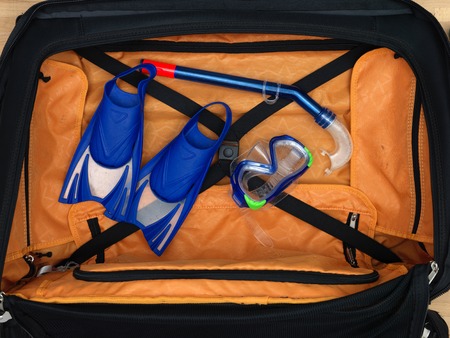 A close up shot of carry on luggageの写真素材