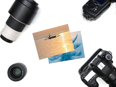 A close up shot of a digital SLR cameraの写真素材