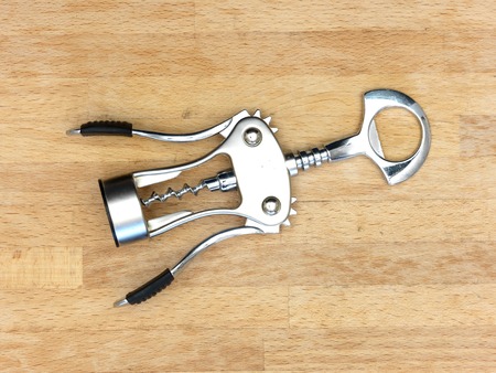 A close up shot of a cork screw bottle openerの写真素材
