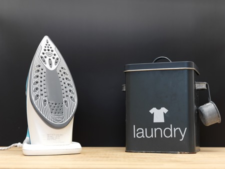 A shot of ironing and laundry itemsの写真素材