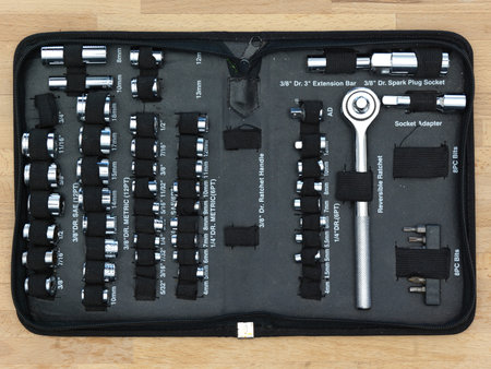 A close up shot of workshop  items