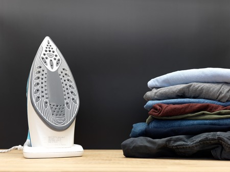 A shot of ironing and laundry itemsの写真素材