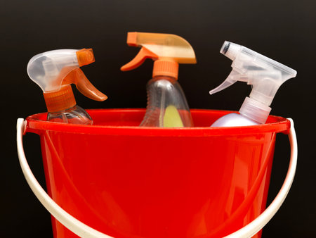 A close up shot of cleaning productsの写真素材