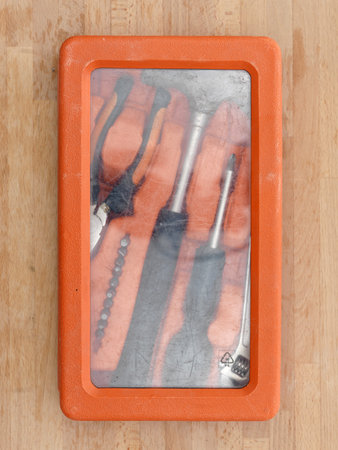 A close up shot of workshop  items